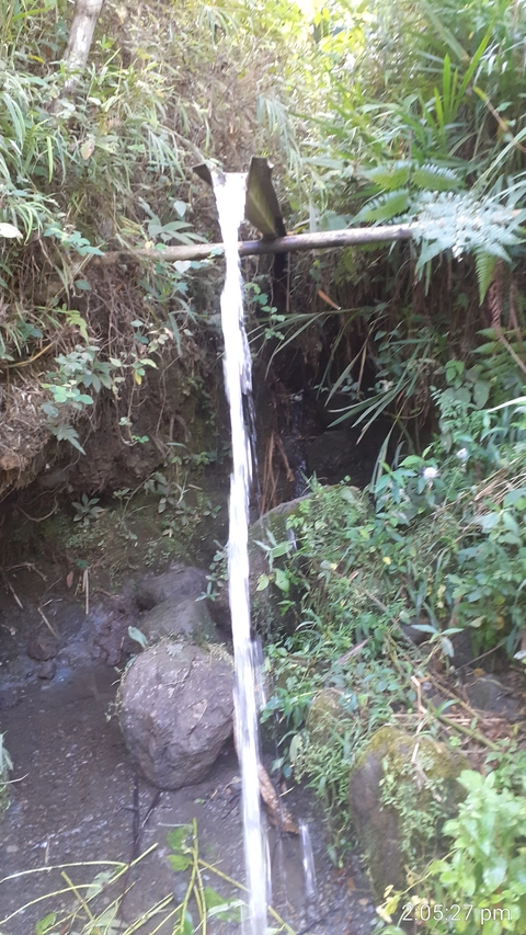 Water falls from a pipe